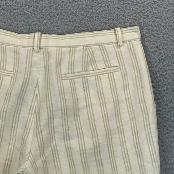 Lafayette 148 Womens Pants 100% Linen Cropped Lined Cuffed Cream Tan Striped 4 - Picture 11 of 11